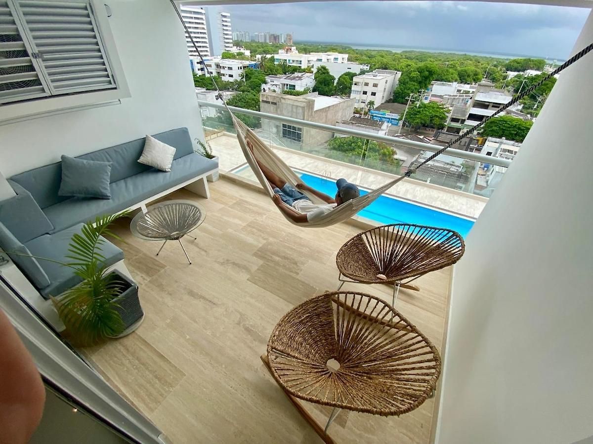 De Lujo Frente Al Mar-piscina&jacuzzi En Edificio Beach&exclusive Resort- Aeropuerto A 5min Caminando Apartamento Cartagena